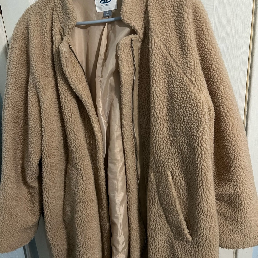Old Navy Cozy Tan Sherpa Jacket long
